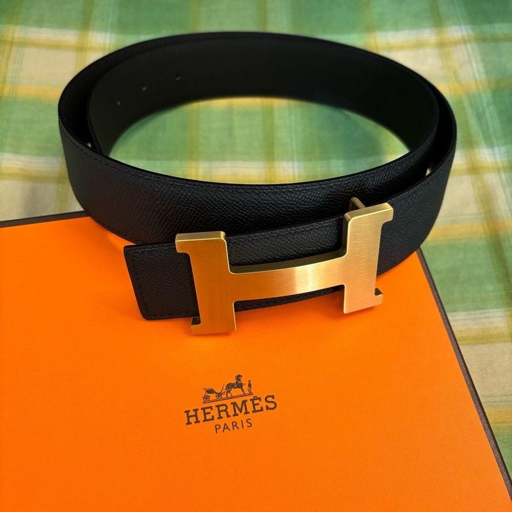 Hermes Black Reversible Leather Belt